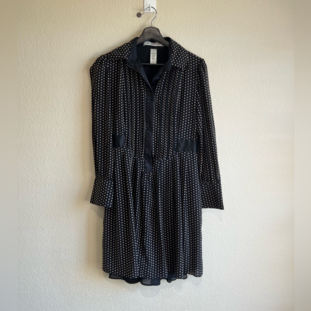 Laundry by design black white dot silk dress 6